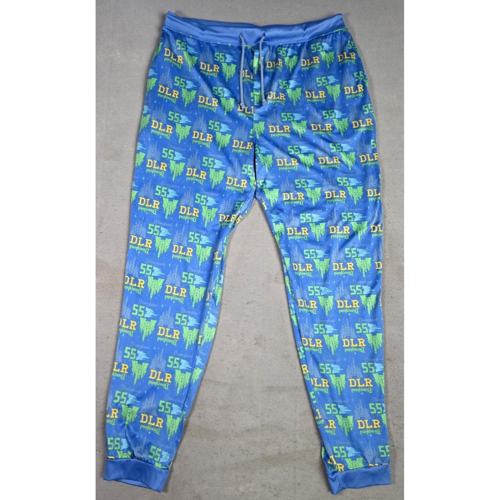 Disney Parks Joggers Men's Large Blue Drawstring Pajama Pants 55 DLR Castle